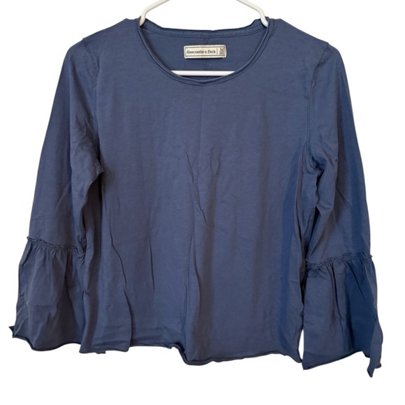 🌹Abercrombie and Fitch Blue Long Sleeve Bell Sleeve Top - Picture 1 of 4